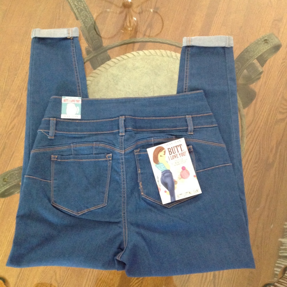 Blue Wax Jeans Butt I Love you Skinny Jeans.
